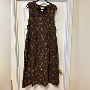 Rare Vintage FADS Cotton Button Down Maxi Tank Dress - Novelty Print - Size 14